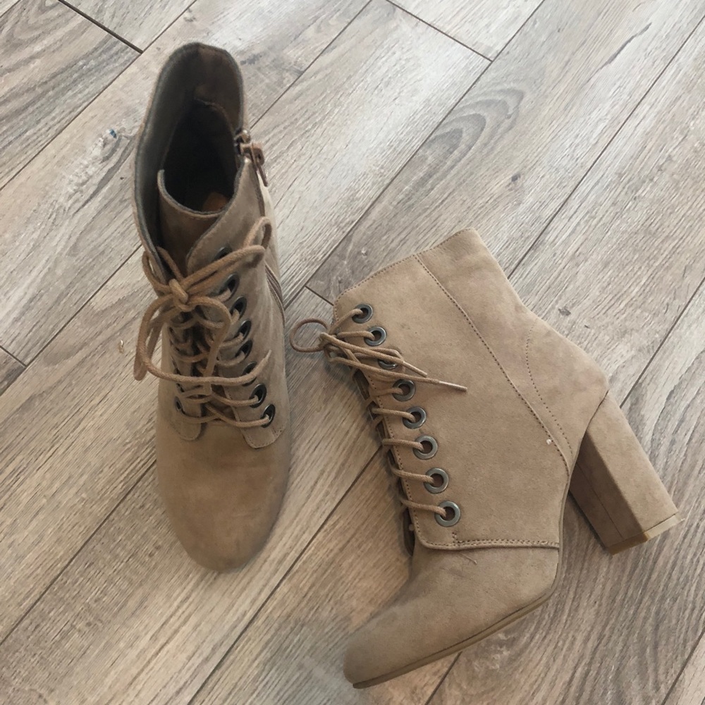 Cute lace up nude booties